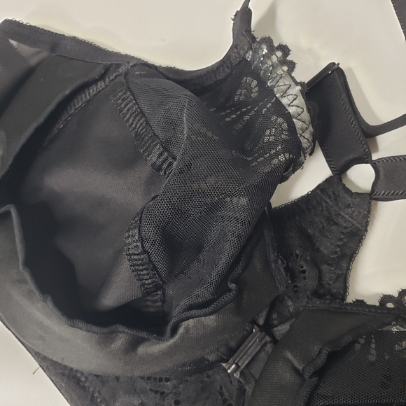 Glamorise Underwire Lace Front Open Unpadded Sexy Racerback Mesh Bra size 40C - Picture 6 of 7